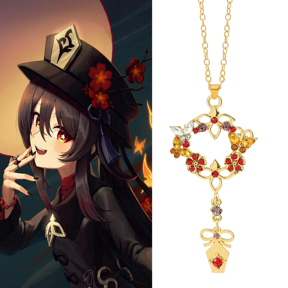 原神项链动漫周边卡通人物cos温迪武器吊坠烫钻时尚女首饰花圈链