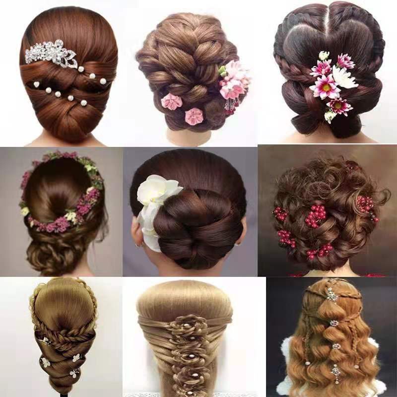 Wig Mannequin Head up-Do Braided Hair Makeup Practice Model Head Artificial Hair Mannequin Head Apprentice Doll Hairstyle Hairdressing Mannequin Head