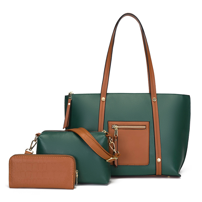 Retro Shoulder Handbag Three-Piece Set Large-Capacity Crossbody Bag Tote Bag Fashion Women's Bag