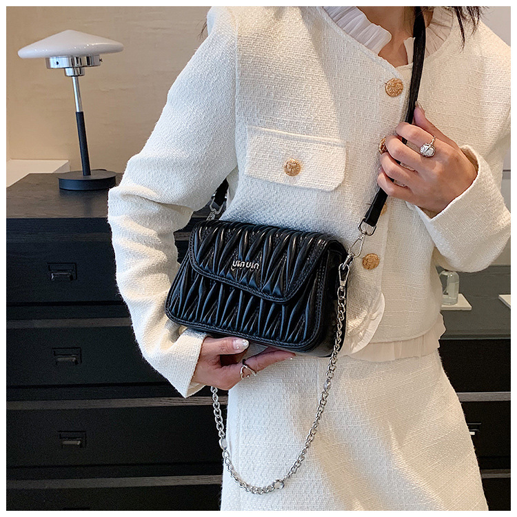 Trendy Women's Bags Pleated Underarm Bag Shoulder Bag Foreign Trade Export Exquisite High Sense Crossbody Chain Diamond Small Bag