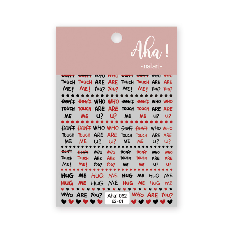 AHA Manicure Adhesive Backing Stickers European and American Style Cross Snake Black and White Polka Dot Lines English Letters Nail Sticker Decoration