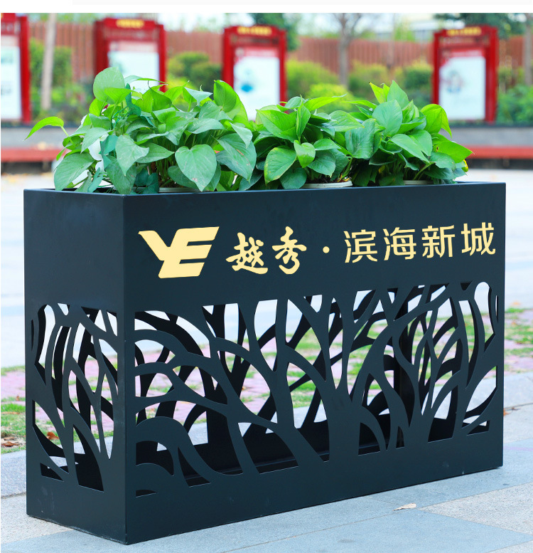 户外铁艺金属花箱商业街镂空花槽售楼部成品种植隔断花盆花坛组合