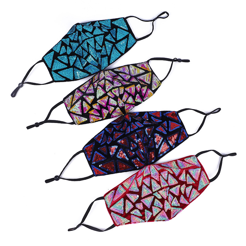 亮片口罩几何图案时尚口罩棉可水洗有资料可出口外贸【外贸专供】批发