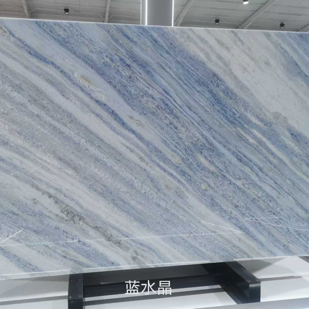 蓝水晶天然蓝色大理石石材背景墙茶几台面飘窗石餐桌厂家定制加工