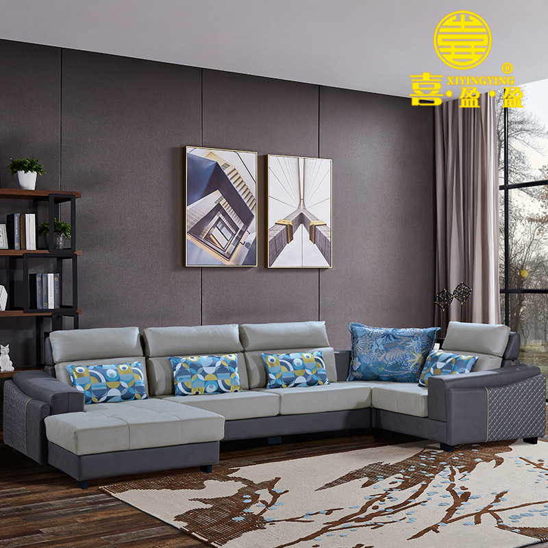 喜盈盈简约科技布面料沙发家具客厅沙发组合轻奢布沙发套装128