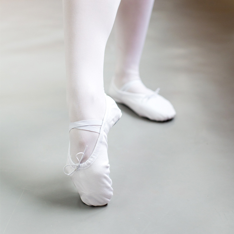 舞蹈鞋女软底练功鞋成人儿童跳舞芭蕾舞鞋形体猫爪鞋白红色练功鞋