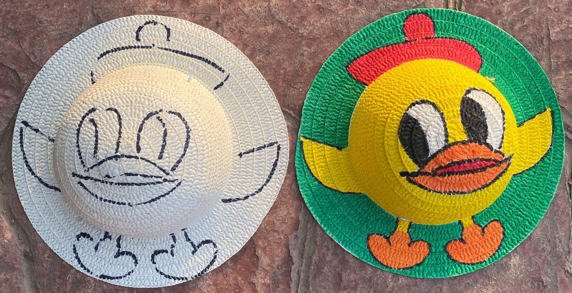 大童成人绘画草帽儿童地摊35cm涂鸦草帽diy地摊货源手工制作材料