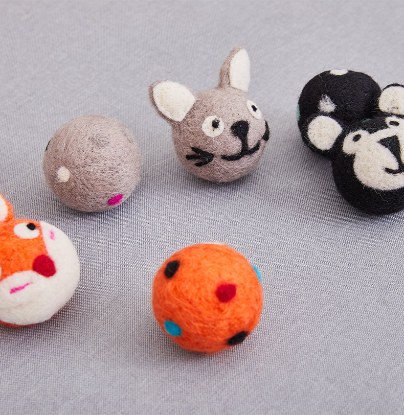 fofos两只福狸猫咪玩具 猫薄荷羊毛毡球黏黏球毛线球 解闷逗猫球