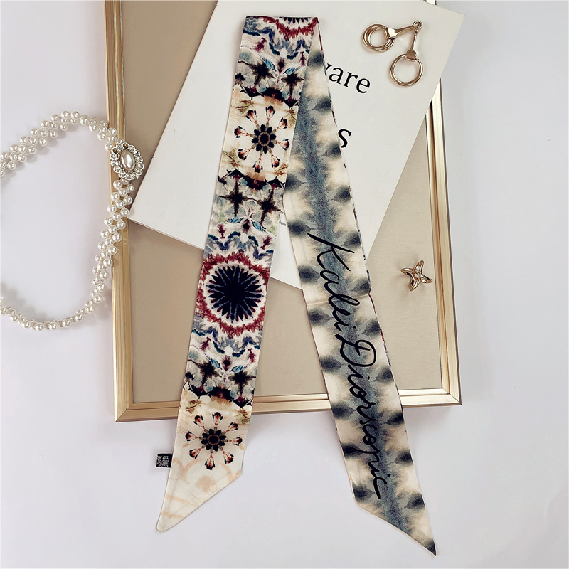 2022 Spring and Autumn New Oblique Angle Strip Small Silk Scarf Spot Decoration Professional Scarf Graceful and Fashionable Silk Scarf Wholesale