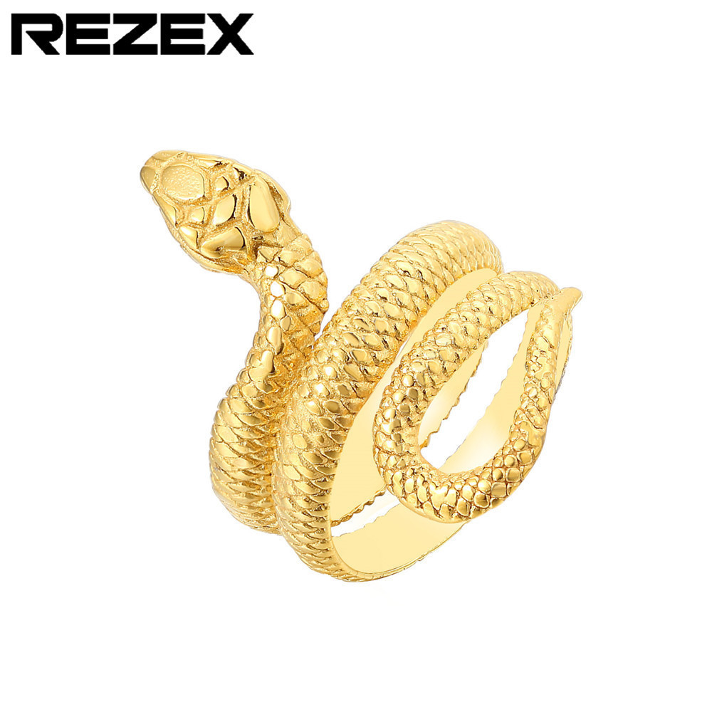 r0656-hk01 外贸饰品批发 欧美个性复古金色蛇钛钢戒指