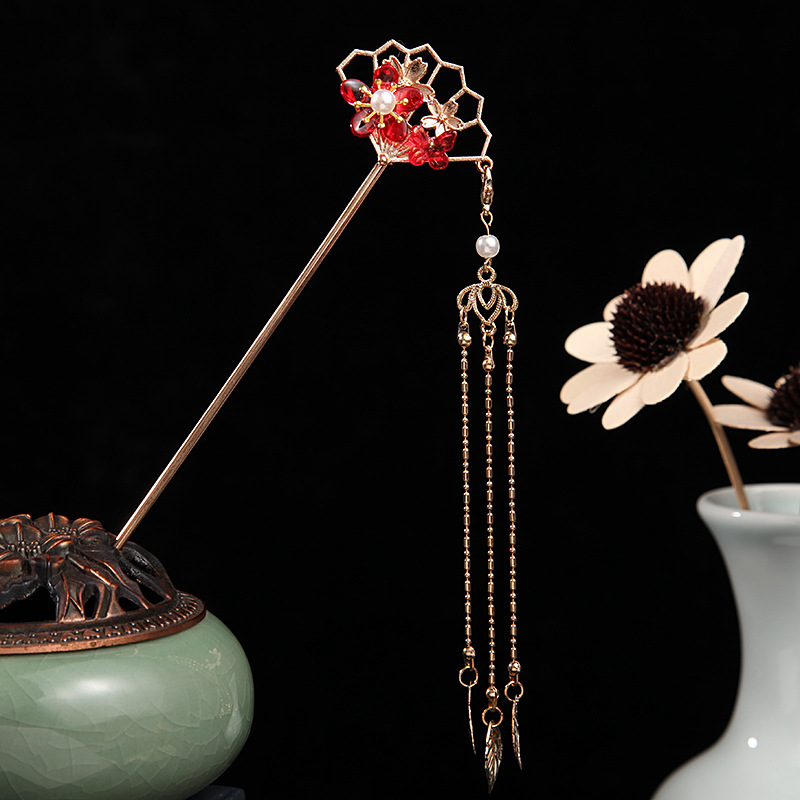 古装头饰发簪步摇簪子女古风流苏日常复古配旗袍盘发汉服发饰