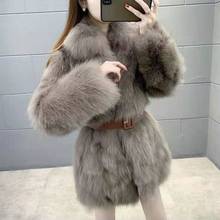 新款仿狐狸毛皮外套女年轻款中长款皮毛一体大衣冬