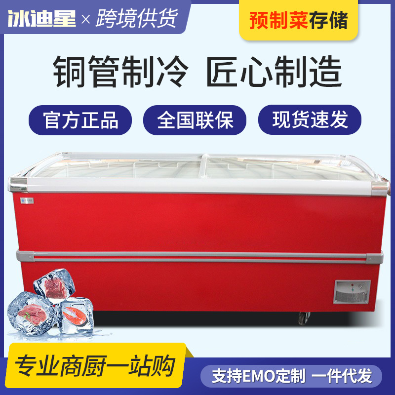 n给大容量卧式冰柜 冷冻展示柜超市商用铜管冷柜 玻璃门冰柜冰箱