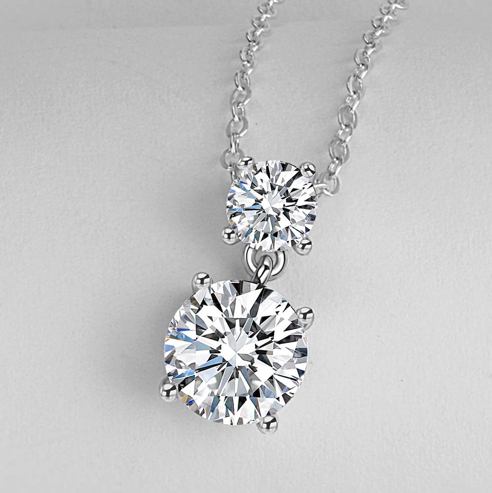 dz127双钻简单女款1克拉仿真钻石吊坠只挂坠串饰