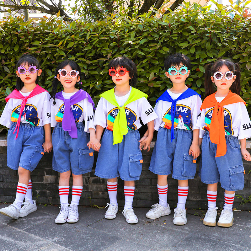 六一儿童啦啦队演出服多巴胺小学生班服合唱幼儿园园服团体服装夏