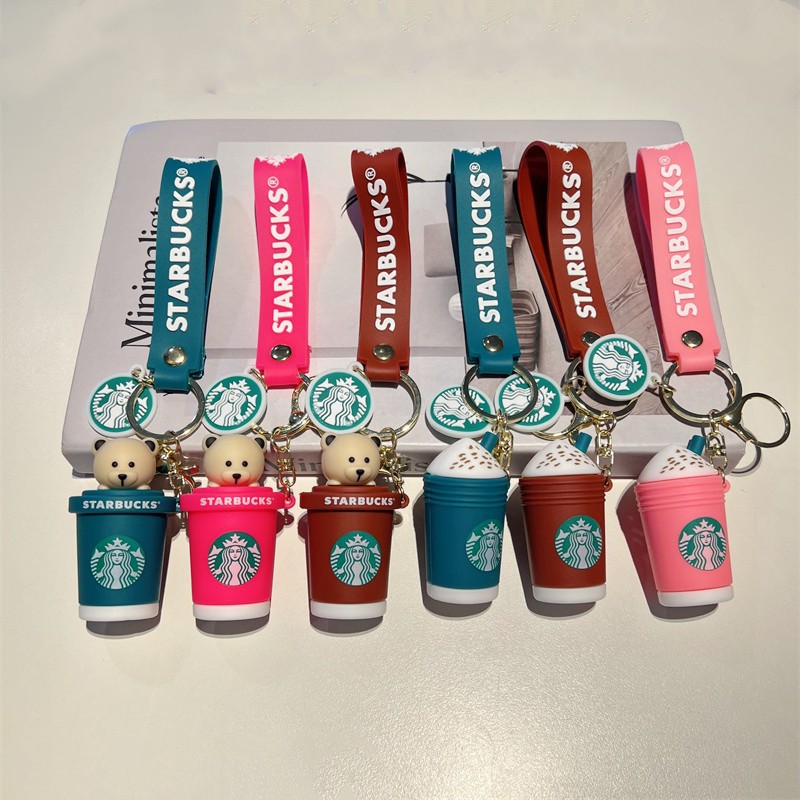 Creative Cartoon Starbucks Cylinder Cup Keychain Cute Milky Tea Cup Ice Cream Cup Key Chain Men's and Women's Handbags Pendant