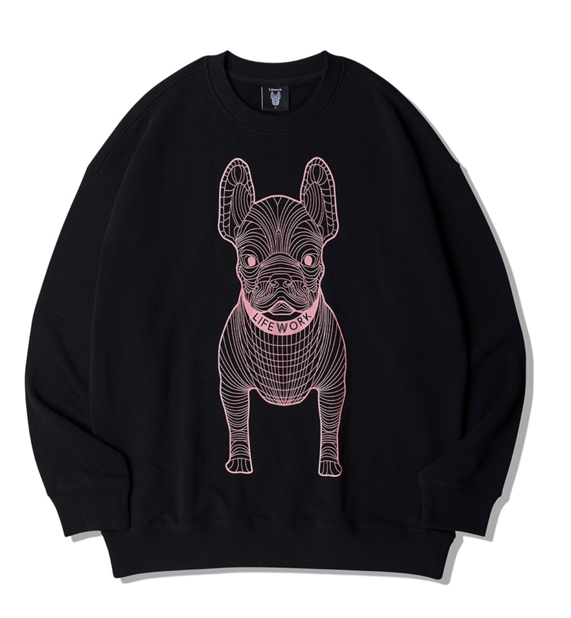 韩国lifework新法斗狗狗头卫衣圆领套头长袖潮人男女款430克毛圈