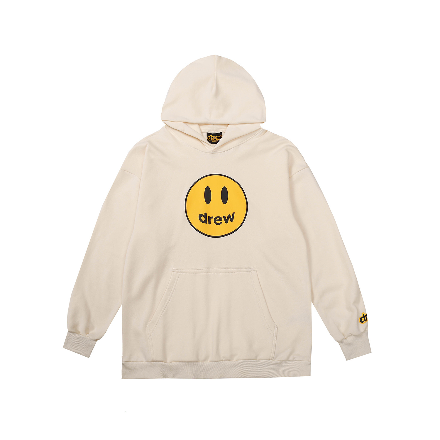 跨境批发drew icon笑脸字母印花男女贾斯汀比伯拼接加绒卫衣帽衫 图片