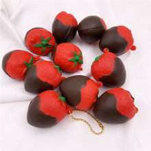4cm小巧克力草莓慢回弹squishy解压软软pu仿真草莓挂件玩具