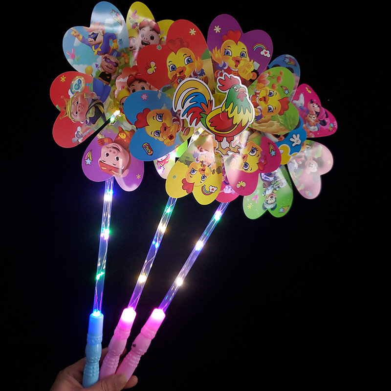 luminous six-leaf cartoon windmill night market stall hot selling source of goods park square children outdoor play toy gift