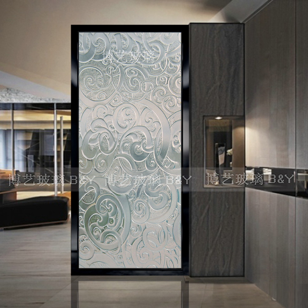 艺术玻璃 玄关隔断 浮雕 超强立体 简欧现代 简约 雕刻 过道门上