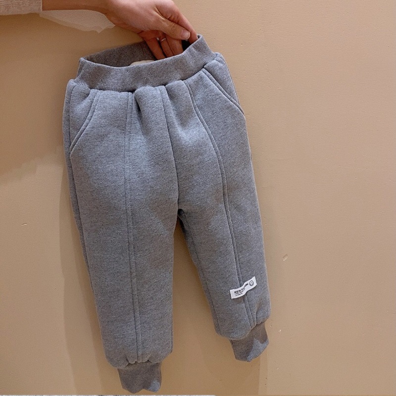 Children's Cotton Trousers Thick Three-Layer Quilted Fleece-lined Warm Trousers Baby Boy and Baby Girl Outer Wear Winter Cotton plus Loose Sweatpants Tide