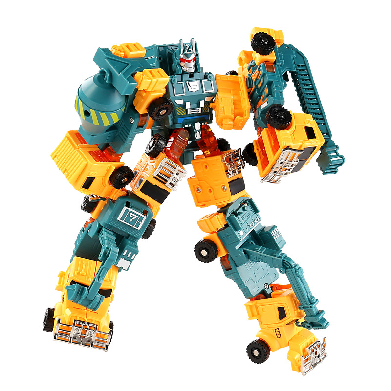 儿童合金变形金刚合体汽车人变身机器人工程挖掘机男孩玩具模型车
