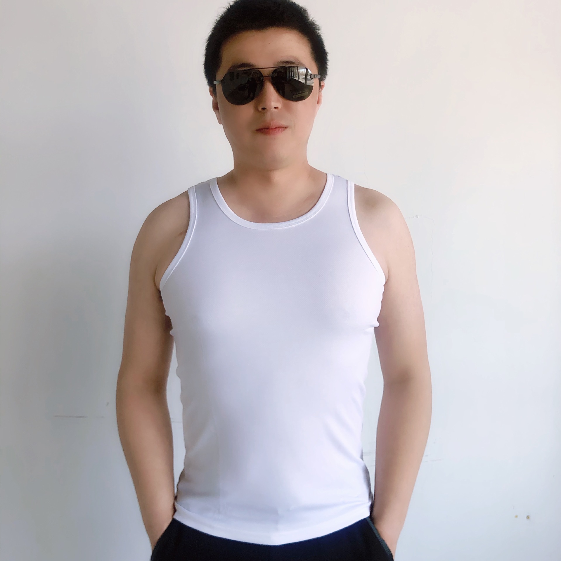 白背心 夏季武装部战术无袖跨栏背心民兵训练体能短袖t恤体能服