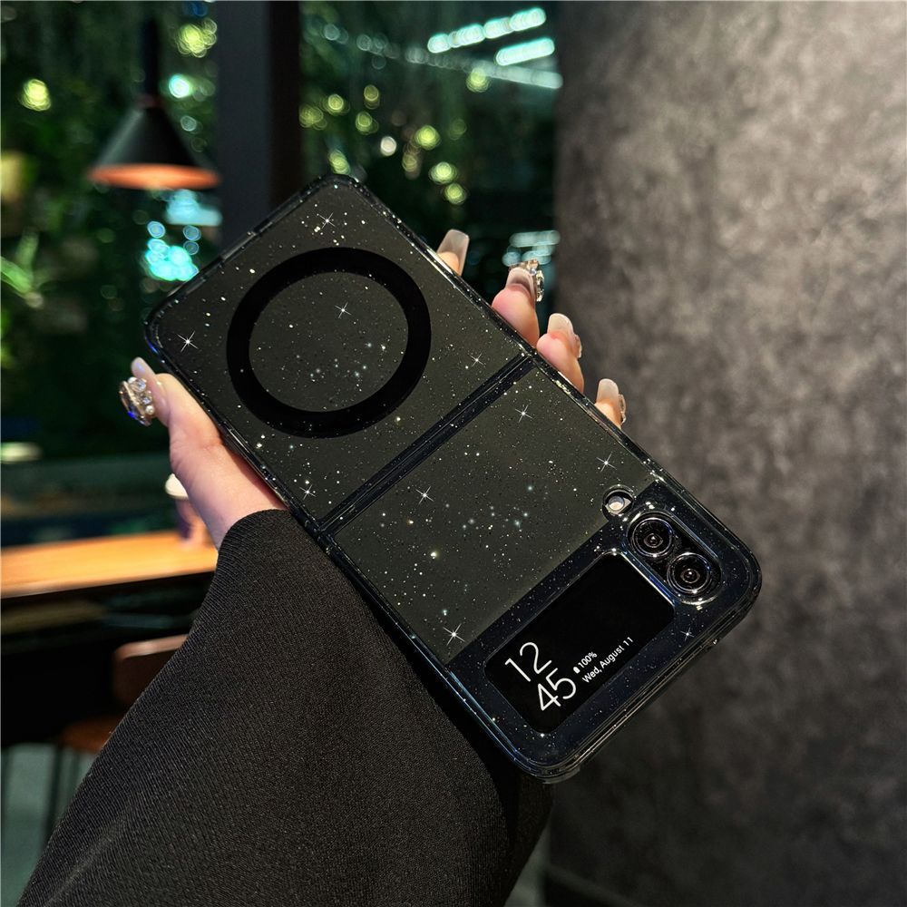 适用三星zflip6手机壳zflip7磁吸折叠zflip5/4代透明闪粉保护套