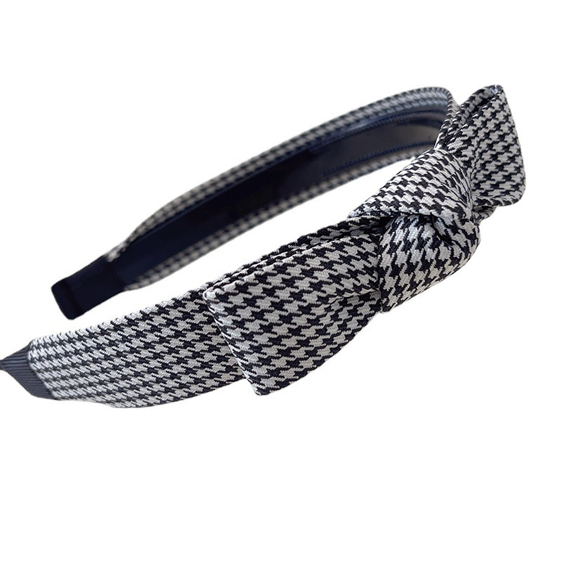 Houndstooth Headband High-Grade Retro French Hair Accessories High-Profile Figure Headband Versatile Go out in Autumn and Winter Width Hair Clip Headdress