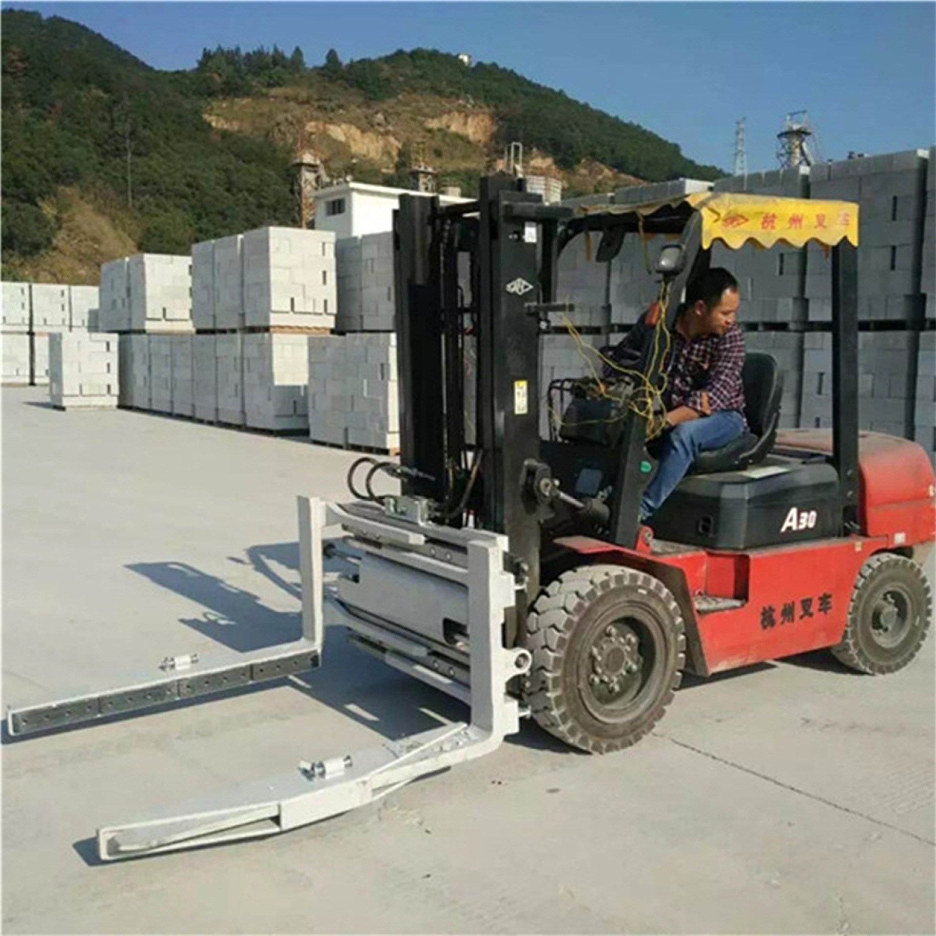 二手杭州3吨砖夹夹叉车免烧砖多功能夹叉钢管夹柴油叉车租赁转让