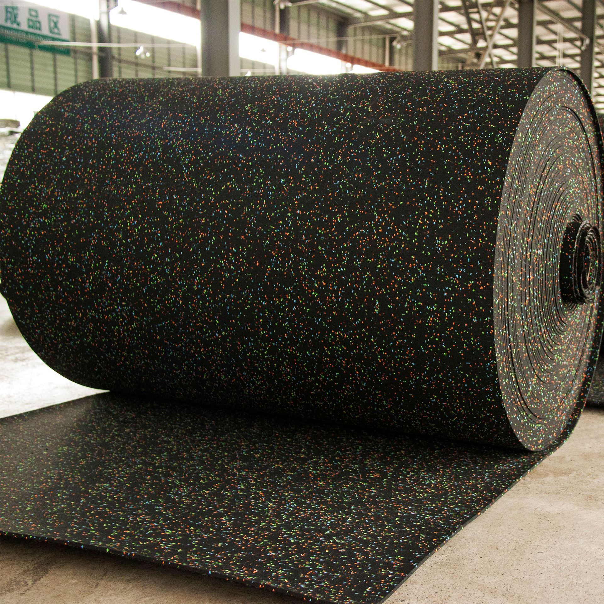 健身房地胶会所私教地垫卷材耐磨隔音减震缓冲地垫黑色系列可定制