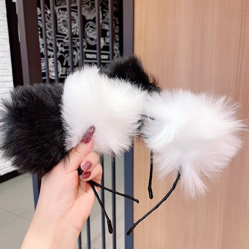 新款网红超大猫耳朵发箍白狐狸铃铛少女拍照发卡兽耳发夹萌可爱