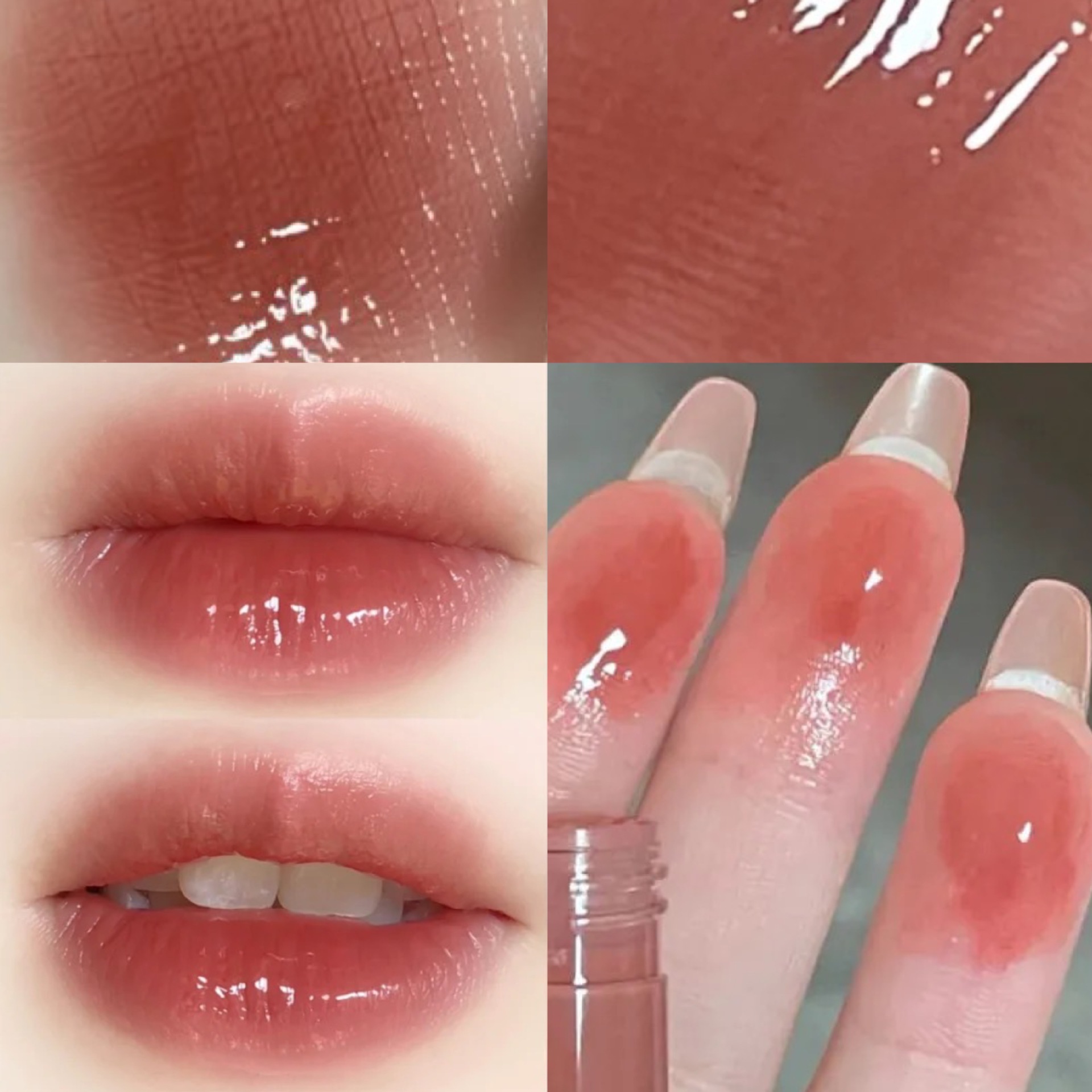 Lip Lacquer Pudding Small White Tube Water Light Mirror Lip Lacquer Does Not Fade No Stain on Cup Lasting Nourishing Moisturizing White Student