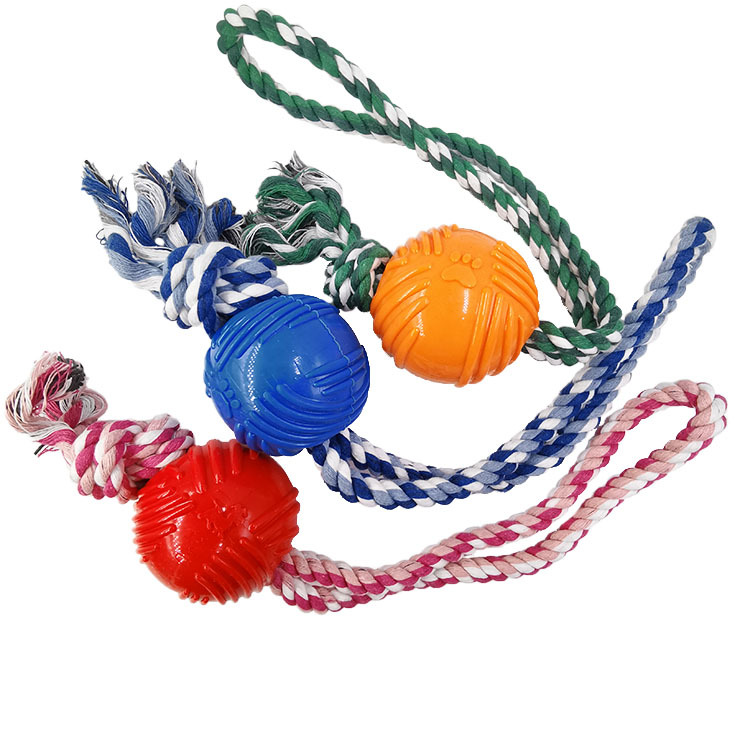 Dog Cotton String TPR Toy Ball Pet Rope Molar Long Lasting Ball Dog Training Puzzle Interaction Supplies Factory Wholesale