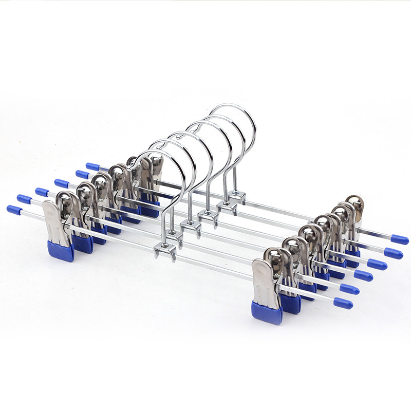 Metal Trouser Clip Factory Wholesale 30cm Flat Floss Pant Rack N Double-Headed Dipped Plastic Smooth Iron Wire Pants Clip