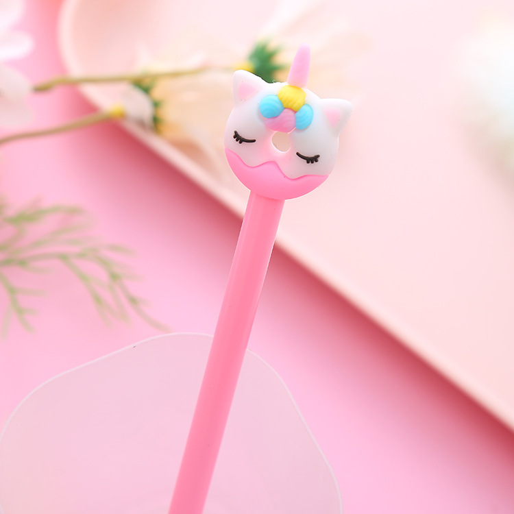 Cartoon Unicorn Gel Pen Donut Style Student Ball Pen Cute Stationery Syringe Black Signature Pen Wholesale