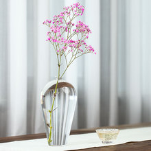 日式玻璃花瓶透明禅意新中式客厅插花摆件小口窄细口水养水培花器