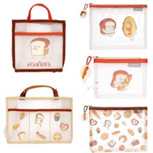 日本新款面包小偷网纱手提包卡通可爱多功能化妆收纳包零钱文具袋