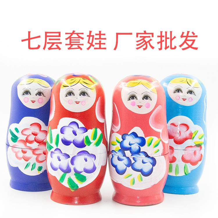 Russia Matryoshka Doll Traditional Hand-Painted Seven-Layer Matryoshka Doll Tourist Attractions Souvenirs Tourism Wooden Craftwork Wholesale