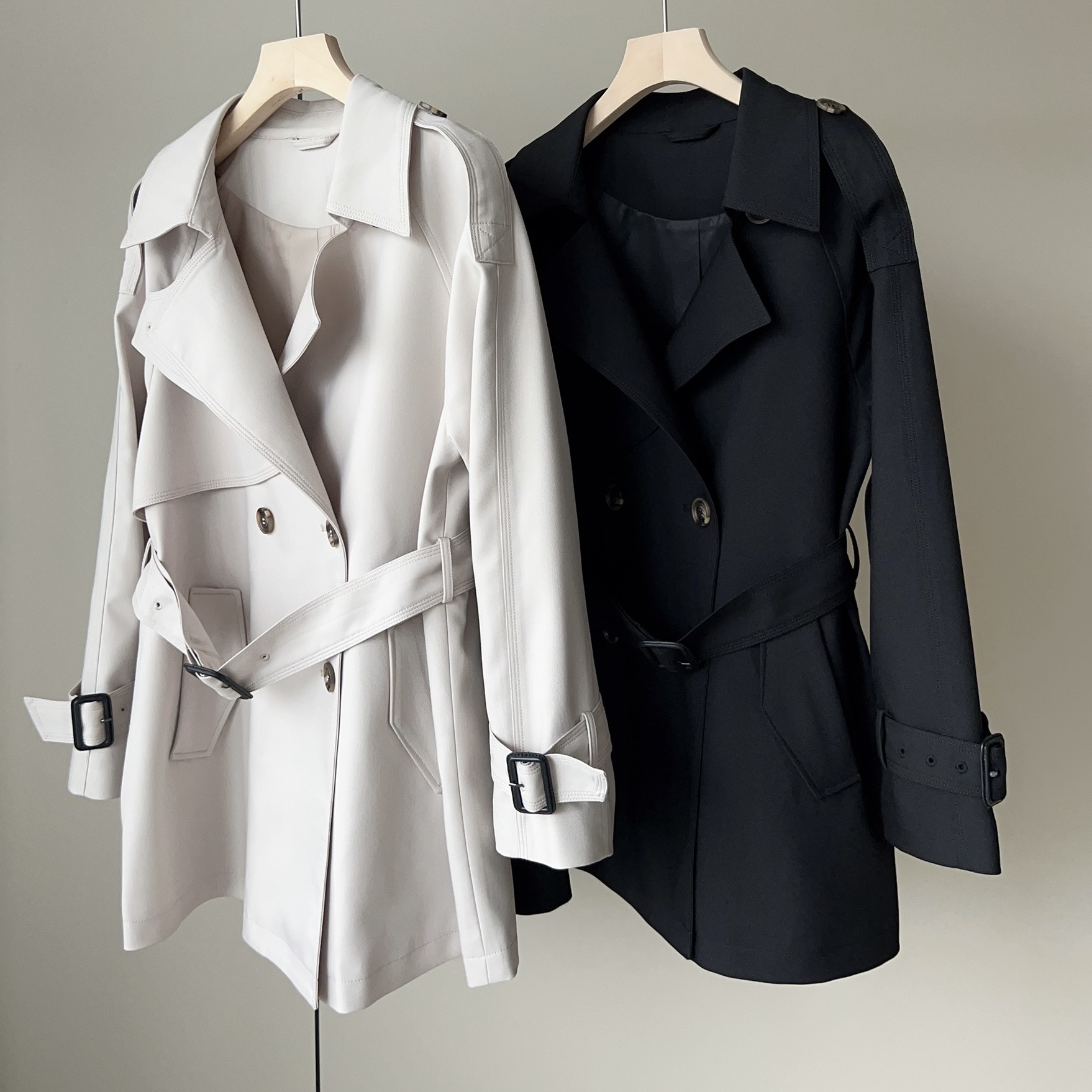 t家好版型 高端英伦风小个子气质翻领宽松短款工装风衣外套女