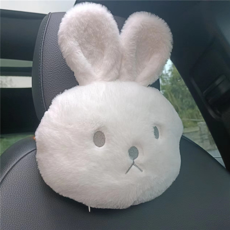 Automotive Headrest Cartoon Cute Rabbit Headrest Lumbar Support Pillow Car Neck Pillow Waist Pad Creative Car Interior Design Accessories Set