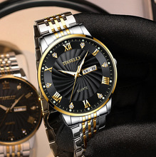 时尚新款石英表钢带双日历男士手表防水夜光爆款霸气全自动手表