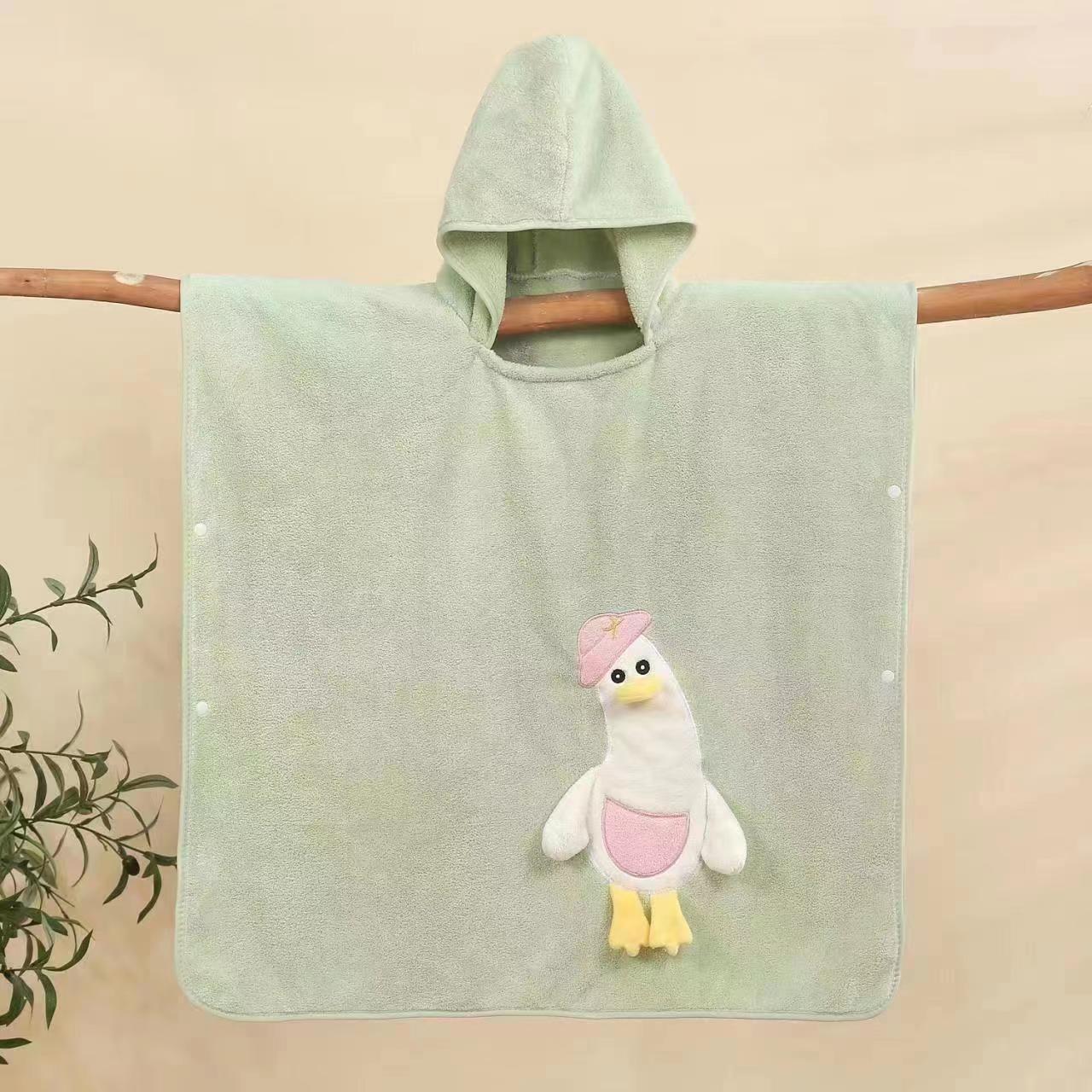 Bath Towel for Children Hooded Cloak Cartoon Cute Thickening Absorbent Wearable Coral Fleece Hooded Bath Towel for Children Bathrobe