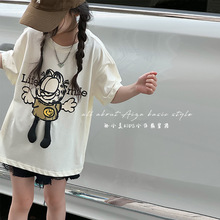 女童夏季T恤2024新款儿童白色打底衫女大童短袖上衣韩版宽松夏装