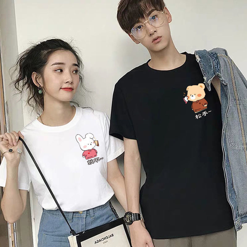 2022新款法式情侣装夏季情侣款韩版一男一女网红学生短袖t恤