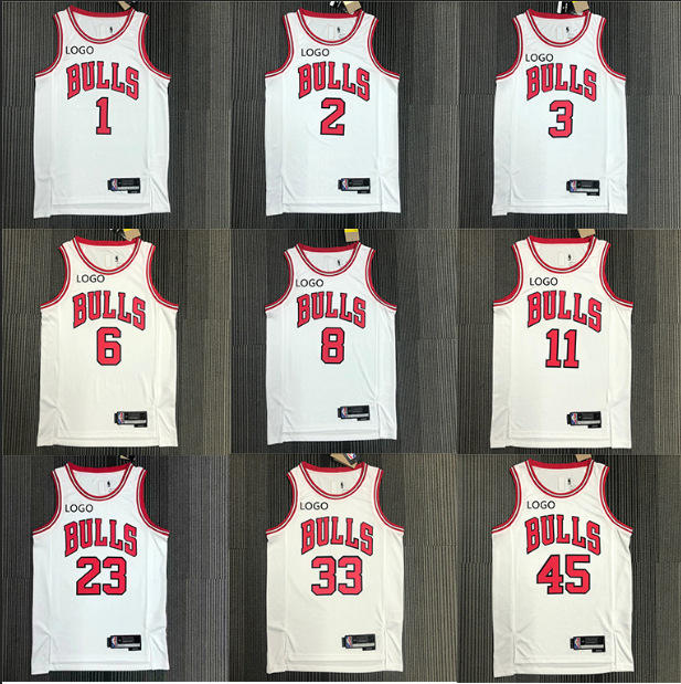 公牛队75周年白色球衣 水晶刺绣logo 全明星号篮球服 厂家批发