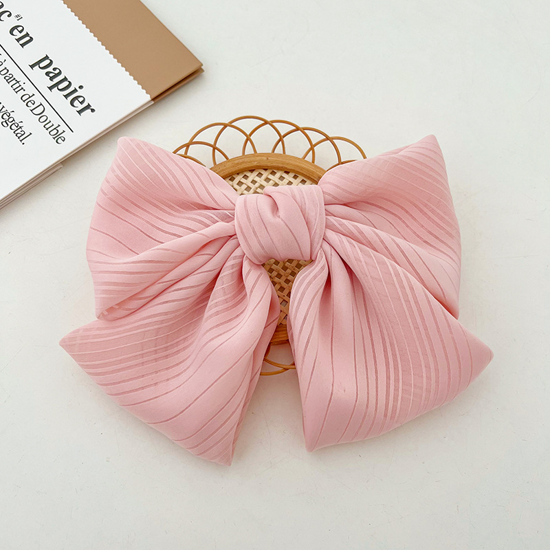 New Fabric Craft Big Bow Hairpin Girl's High Ponytail Spring Clip Mori Headwear Word Clip Korean Hair Accessories