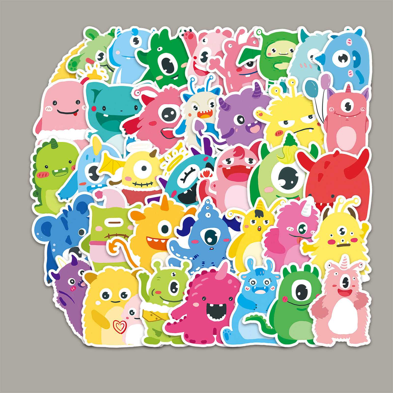50张卡通小怪兽可爱原创不侵权手账本贴纸diy笔记本文具礼品防水