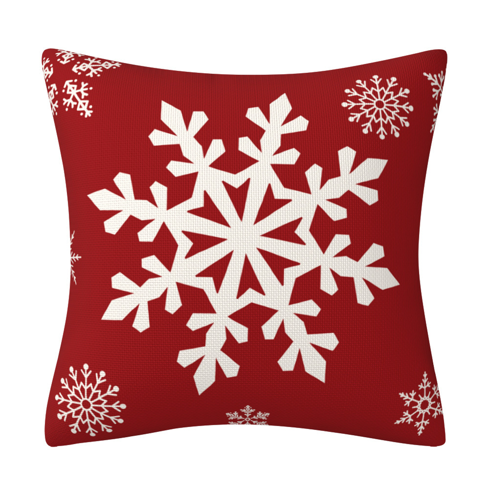 Cross-Border New Arrival Christmas Pillow Cover Linen Snowflake Bell Christmas Tree Ornament Pillow Seat Cover Amazon Home